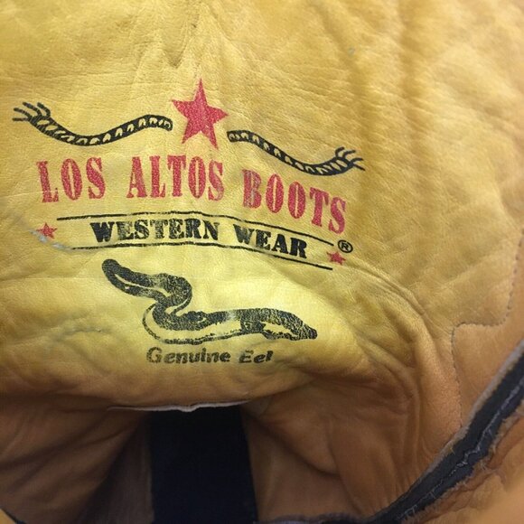 Los Altos Pointed Toe Black Cowboy Boots Mens 9.5 EE - Picture 9 of 12